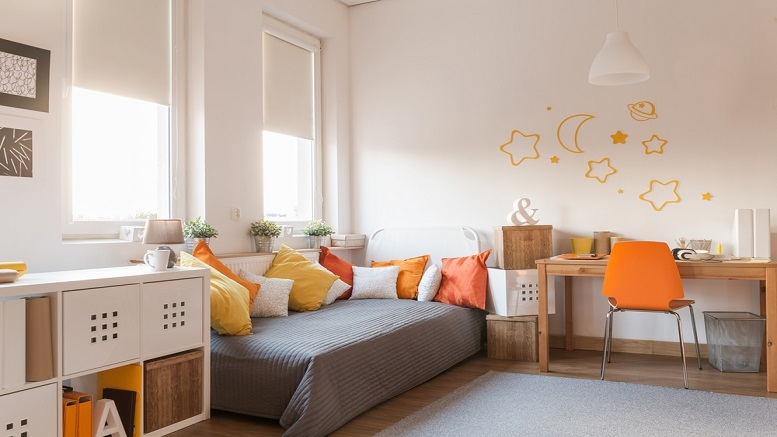 A bedroom inside the house